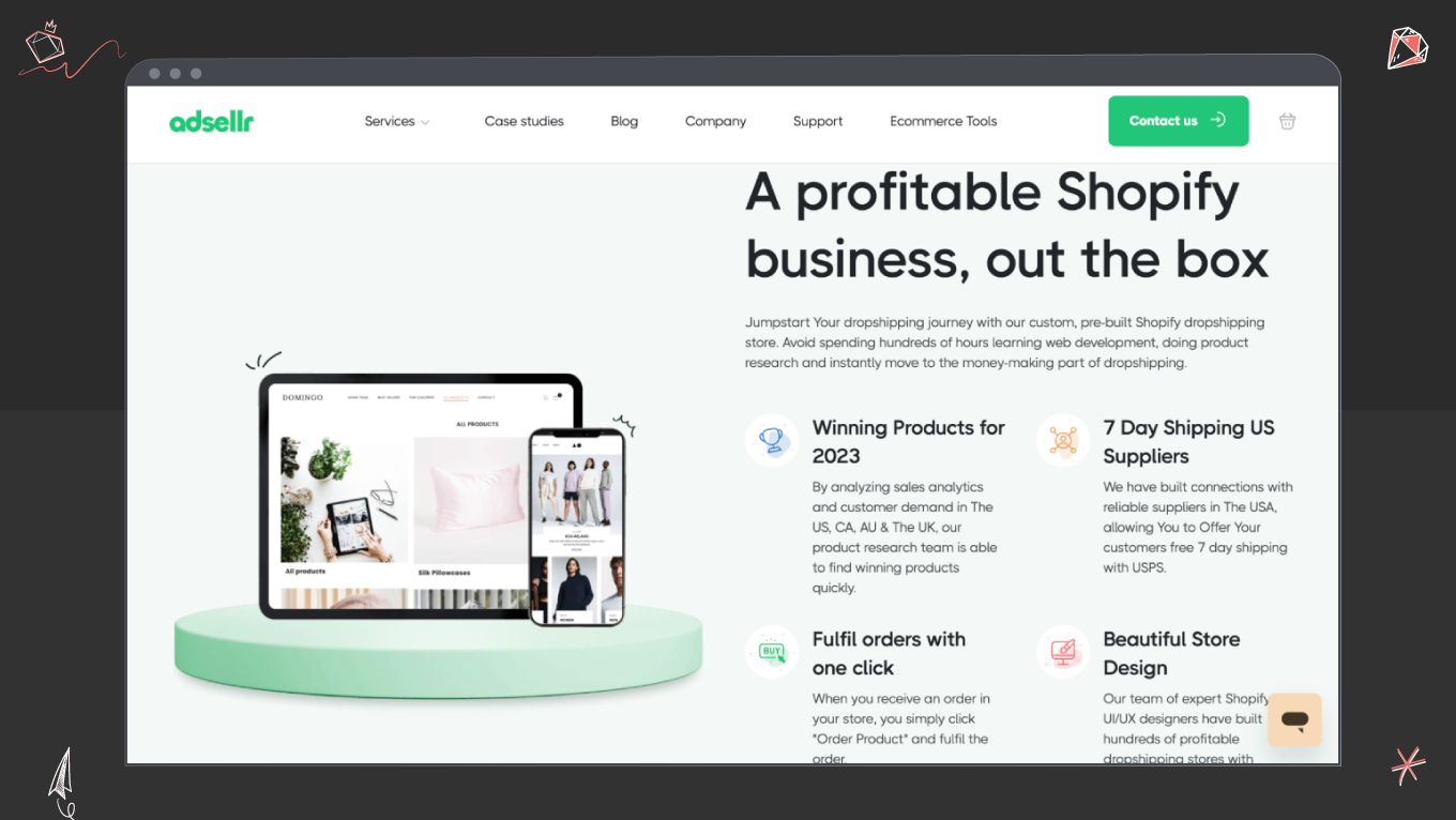 Adsellr&rsquo;s website copy