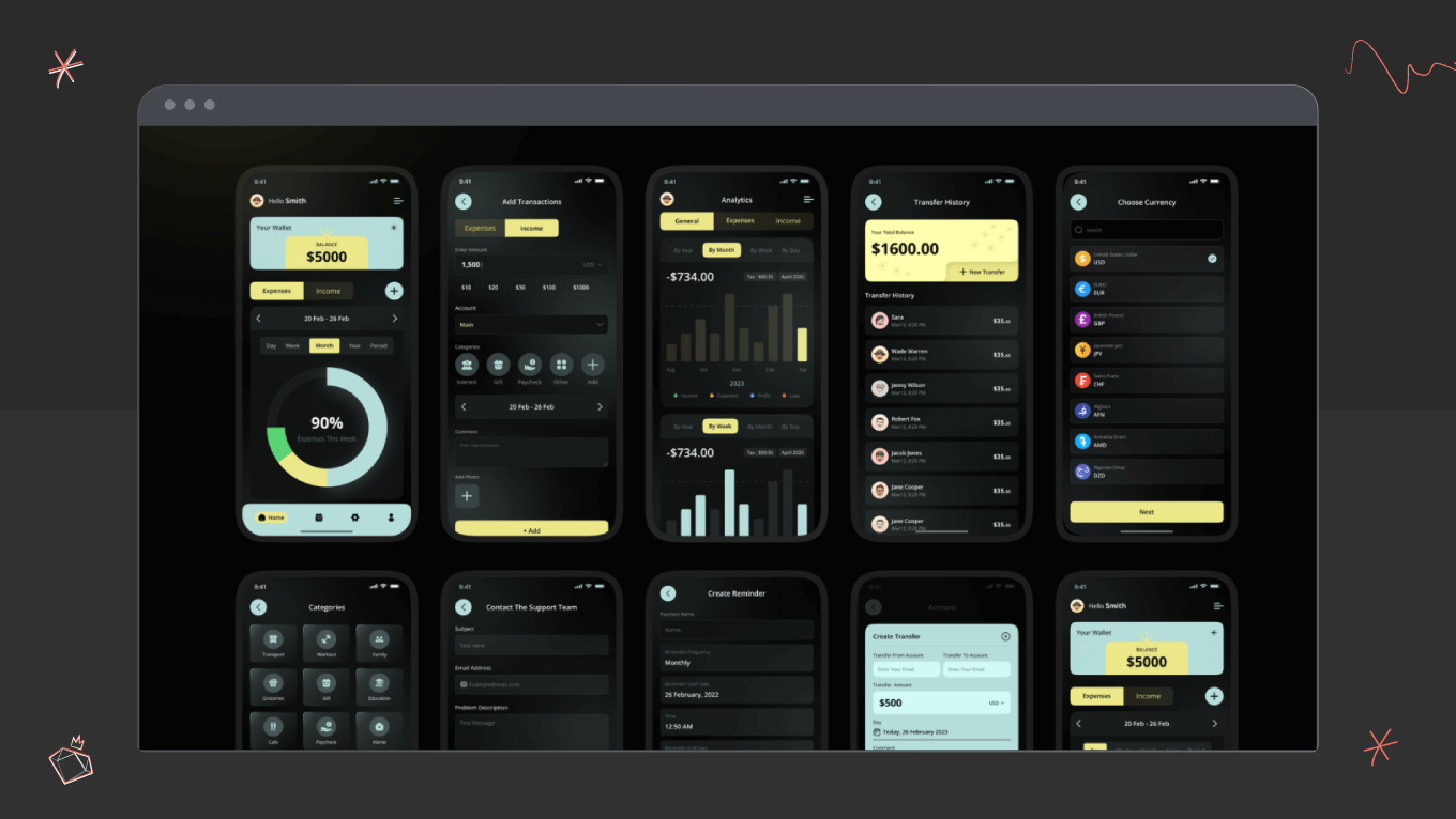 Dark mode fintech example