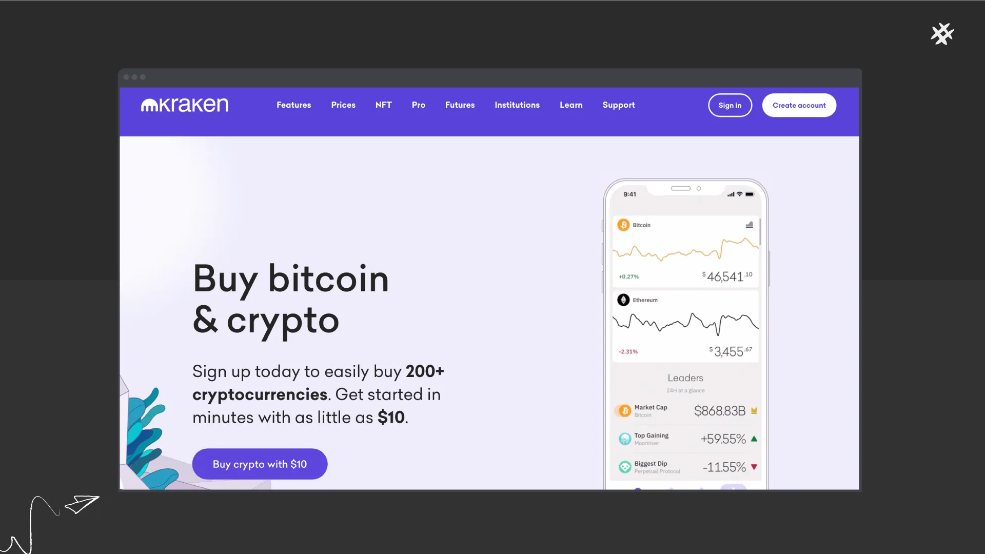 kraken website design example